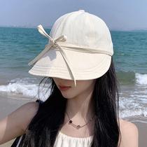 New bow fisherman hat with big head circumference small deep top quick-drying light and breathable hat for women summer Korean version