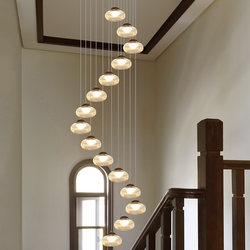 French-Style Vintage Staircase Chandelier, Loft-Style Song Dynasty Aesthetic Living Room Pendant Light, Duplex Villa Multi-Level Lighting Fixtures