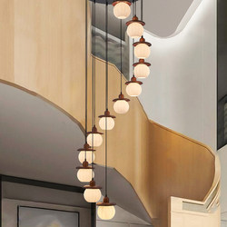Medieval-Style Simple Circular Staircase Lamp Loft Duplex Apartment Chandelier Living Room Dining Room High-End Villa Long Chandelier
