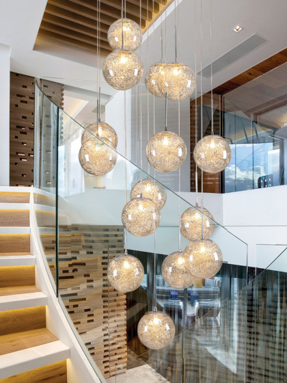 Stairwell Chandelier, High-Ceiling Lighting Fixture, Villa Living Room, Nordic Glass Sphere, Modern Minimalist Bar Counter, Light Luxury Creative Design