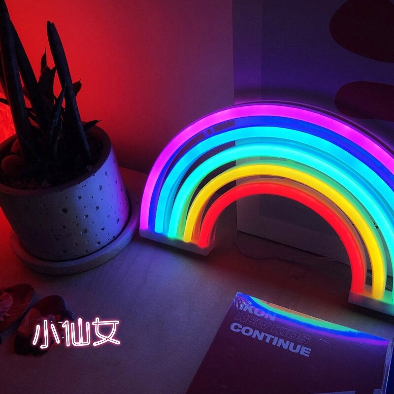 Girl heart ins neon flamingo lamp rainbow decoration led couple birthday gift girl creative night light