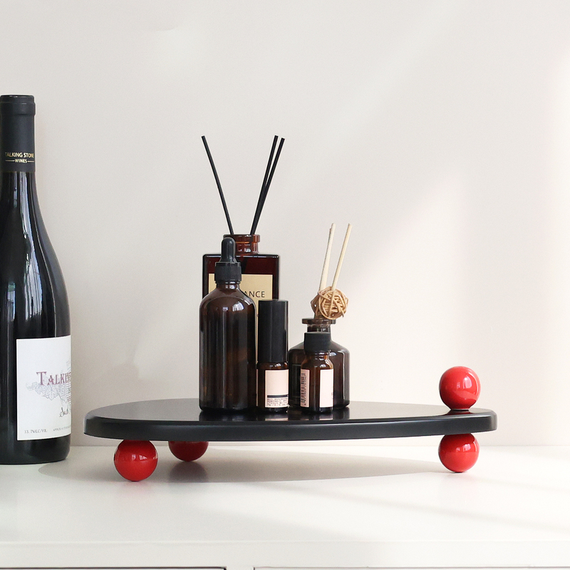 Solid Wood Tray, Light Luxury Multifunctional Coffee Table Tray, Creative Perfume and Cosmetics Desktop Storage with a High-End Feel