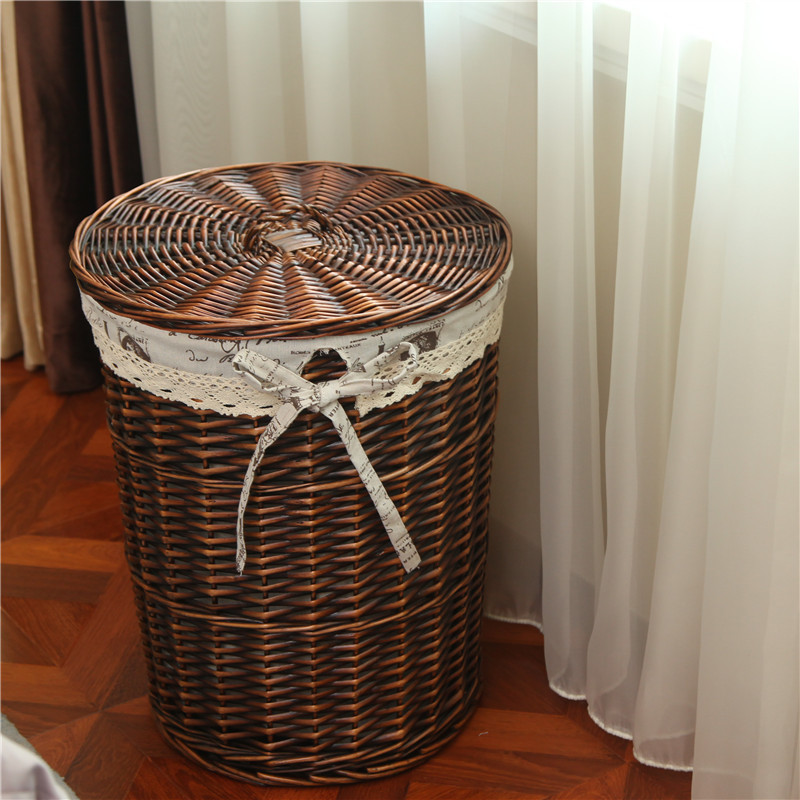 Dirty clothes basket rattan storage basket dirty clothes basket household clothes storage basket rattan basket hot pot shop clothes basket storage with lid