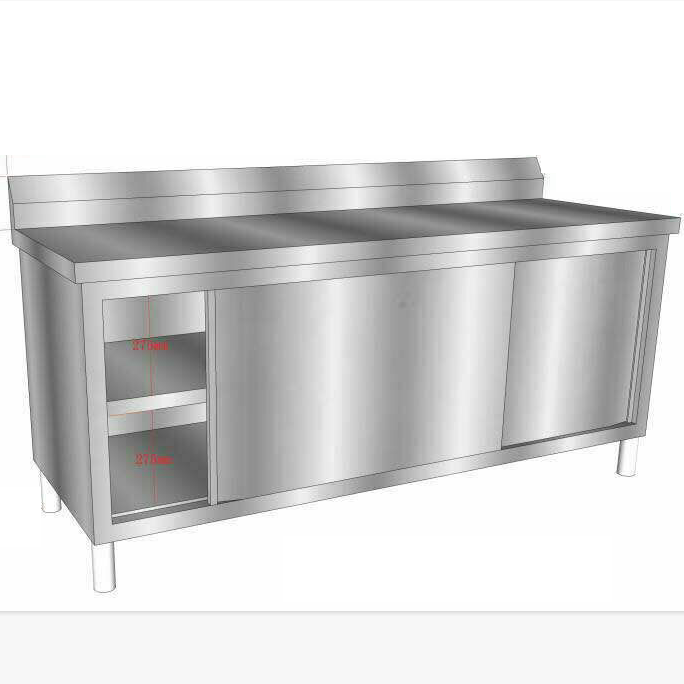 Custom thickened 304 stainless steel cabinet storage locker kitchen double door commercial household multi-function workbench