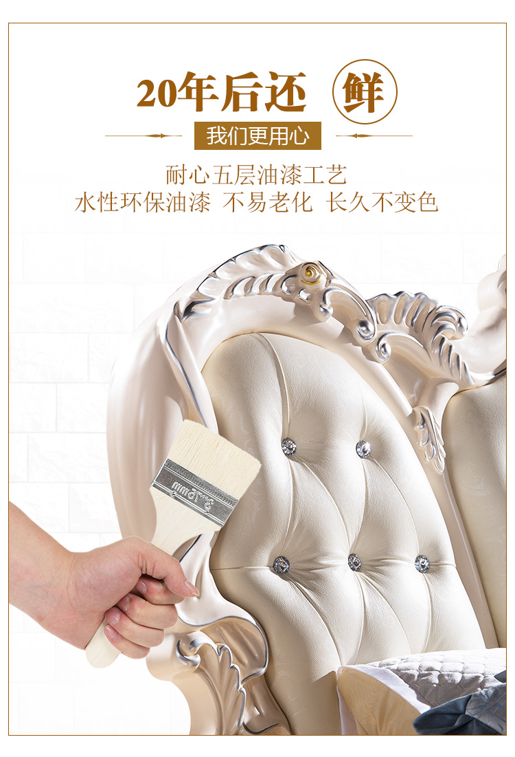 trắng giường da giường giường ngủ châu Âu 2 m 2,2 m 2,4 hôn nhân giường giường công chúa mở rộng sang trọng Phòng ngủ chính - Giường giường sắt 1m4