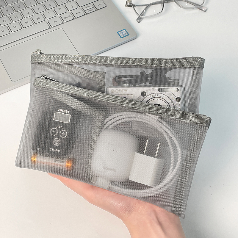 Data Cable Storage Bag, Portable Travel Organizer for Small Items, Wired Earphones, Cable Management, Partitioned Storage, Mobile Phone Charger Bag