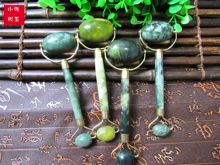 Double head jade massage roller Natural Xiuyan jade massager Facial massage beauty massage stick