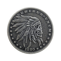 Indian tribe chiefs skeleton wanderers coin pendant antiques collection of silver-plated necklaces Satan eagle plays
