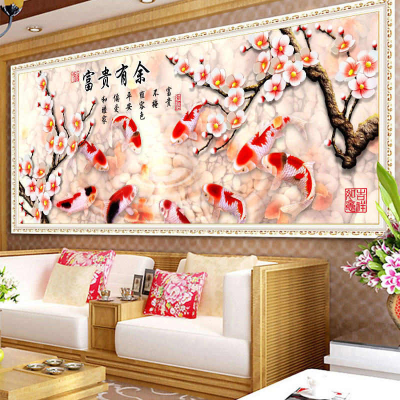 2021 new diamond painting full drill living-room Jiuyu Tustered Cross embroidered Year of year with sticky point brick and stone show bedroom