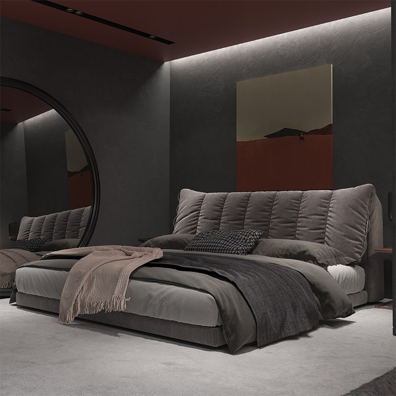 Italian ultra-simple cloth bed modern minimal luxury network red bed Industrial windtatami bed high-end master beds