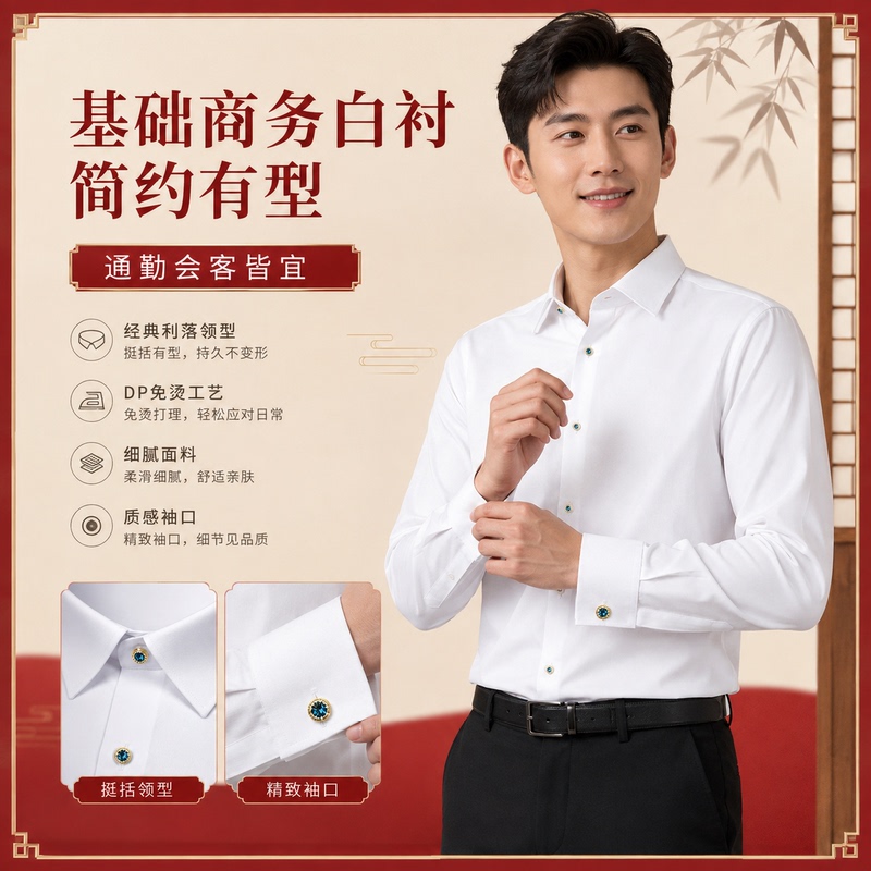 【Crystal Button】200-Count Pure Cotton Men's High-End Business Casual Formal Solid Color All-Season Versatile Shirt (With...) 【Crystal Button】200-Count Pure Cotton Men's High-End Business Casual Formal Solid Color All-Season Versatile Shirt (With...)