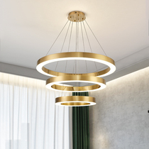 Living room lamp chandelier modern simple light luxury complex building hall lamp restaurant hollow circle creative Net red lamp