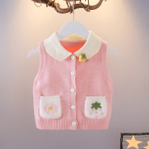 Girls spring childrens vest Autumn baby clothes Baby sweater vest Spring and autumn outside wear knitted childrens top