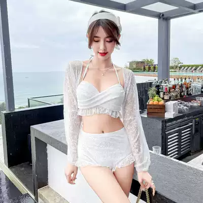 Swimsuit women 2021 summer new sexy Net red ins Wind lace bikini three-piece set shirt swimsuit