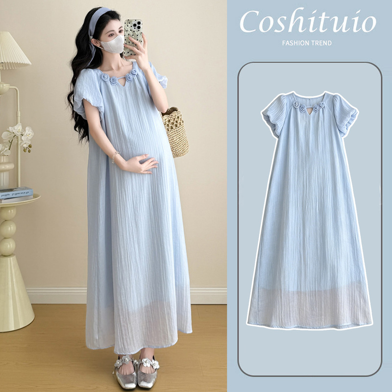 Maternity Dress Summer New Style Fairy Dress New Elegant Age-Reducing Maternity Wear Drapey Chiffon Summer Dress for Women