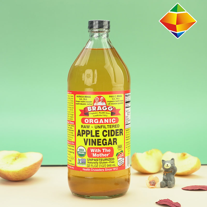 American Bragg apple cider vinegar ketogenic drink 0 carbon 0 cal puree concentrated salad natural nutrition fermented food