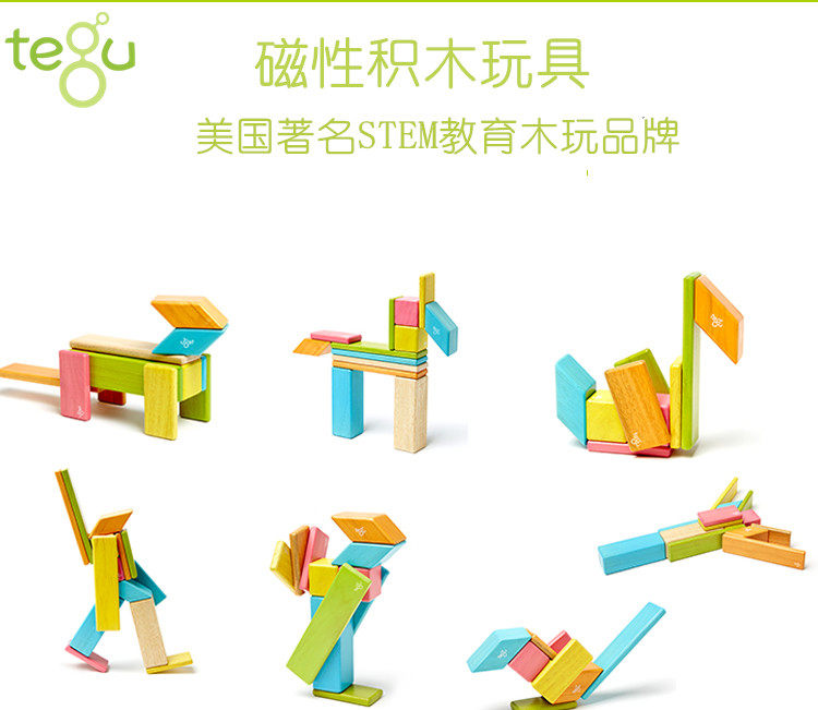 Imported from the United States TEGU special solid magnetic construction puzzle blocks Wisdom enlightenment variety of creative award-winning 14 pieces