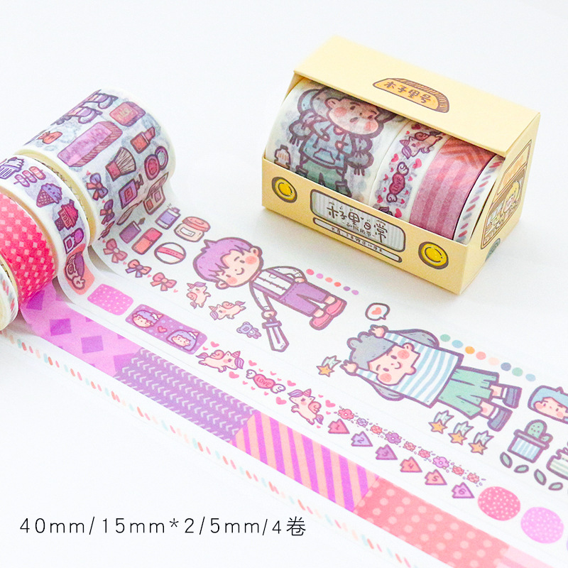 Muzili Daily (Yellow Box)Cartoon lovely Wood in Hand account Stickers diy source material daily expression diary decorate Girlish heart Paper and tape