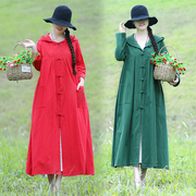 2019 của mùa xuân mới Phụ nữ Quốc gia Windy bông tinh khiết Loose lớn Mã dài trùm đầu Cape áo gió Coat phụ nữ