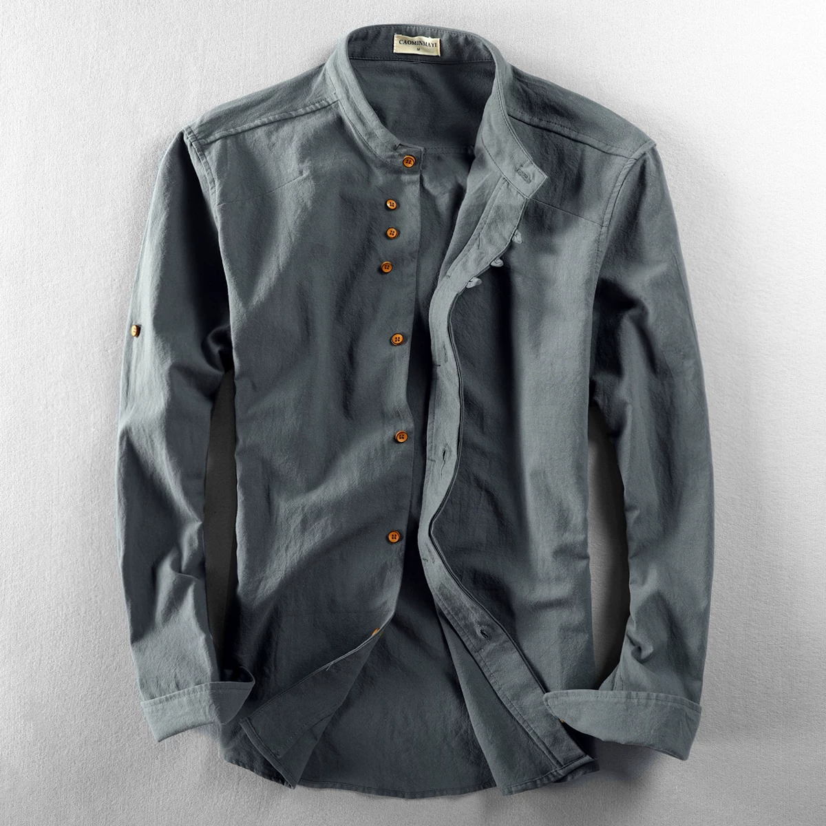 Shirt, retro long-sleeve, Chinese style, cotton and linen, sun protection, plus size