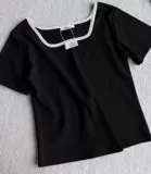 Tide, сексуальная короткая приталенная футболка, квадратный вырез, высокая талия