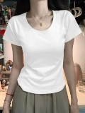 Сексуальная хлопковая короткая приталенная футболка, высокая талия