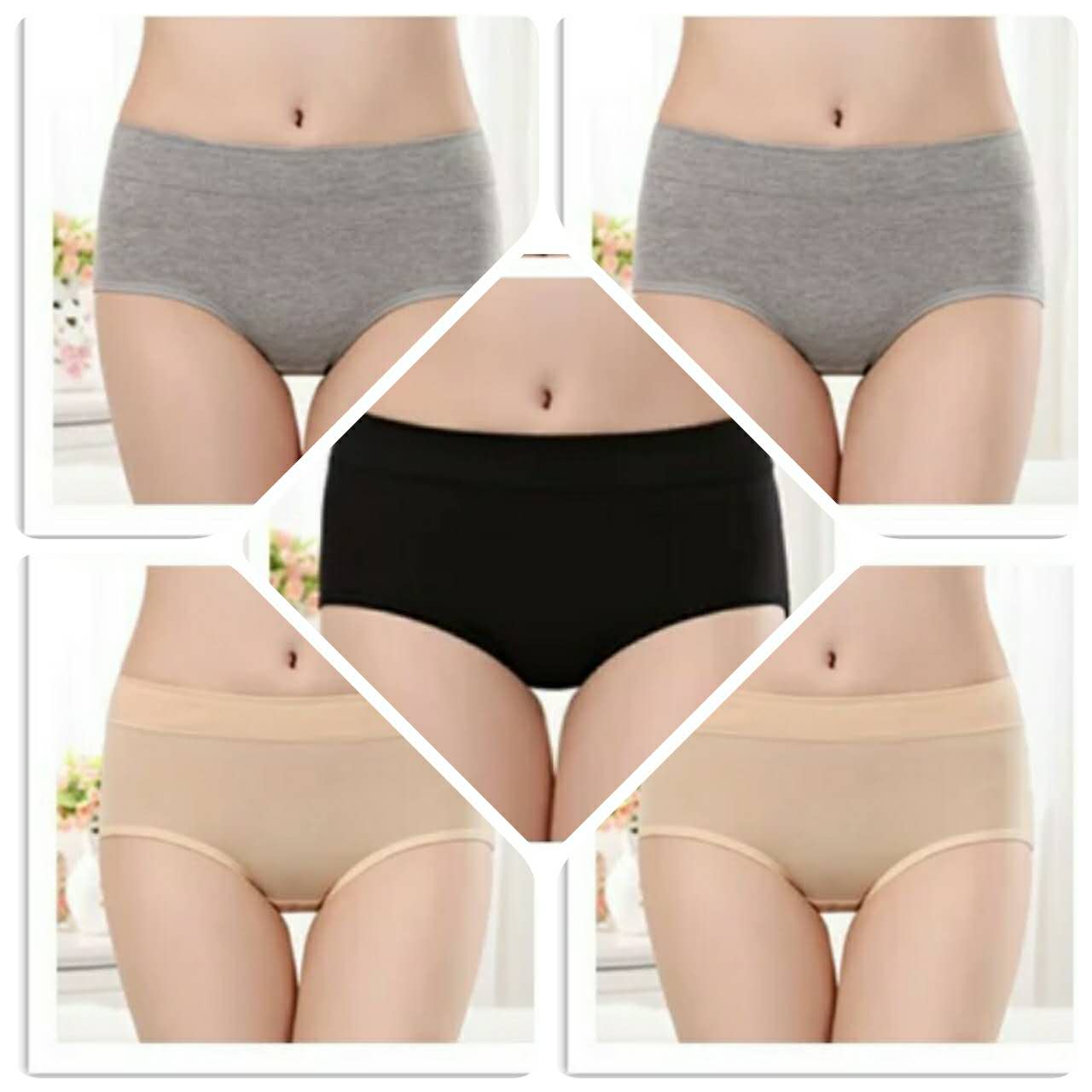 5 miếng bông vải cotton 100trong đồ lót già womens trung eo đô thị đang lớn Liren womens đồ lót