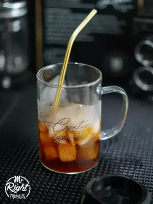 Lotus Xiansen glass coffee cup with lid Metal straw ins wind coffee cup White-collar mood water cup