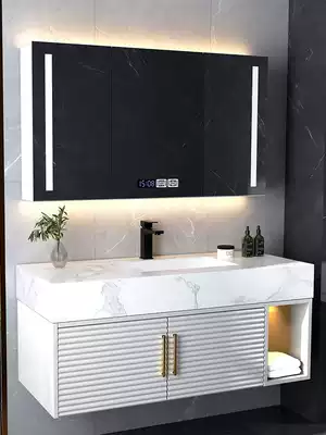 Oak slabs one bathroom cabinet combination wall-mounted dressing room and wash wash basin cabinet smart mirror cabinet
