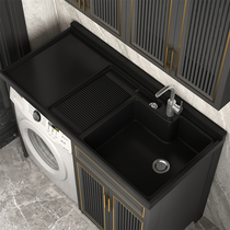 Simple space aluminum balcony washing machine integrated cabinet with washboard washing hand laundry companion pool slot custom cabinet can be cut angle