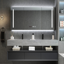 Oak smart mirror bathroom cabinet rock board one-body basin wash table washbasin cabinet combination toilet wash table customization