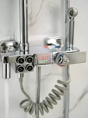 Shower and shower kit top ten brands of household cosmetic room bath artifact rotatable thermostatic Digital Display button shower