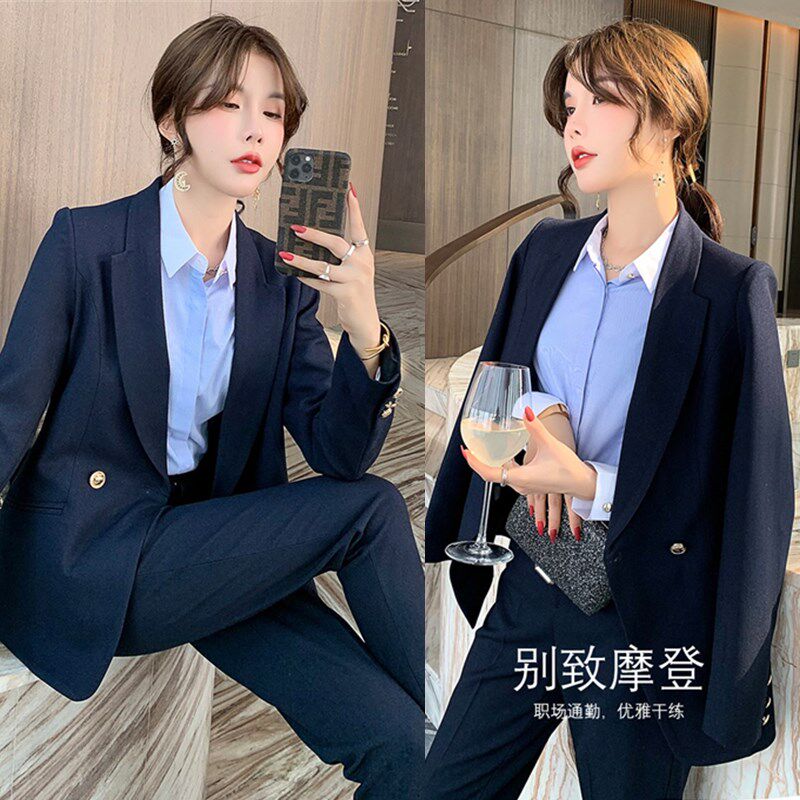 Large - yard women's clothing in the autumn 2021 suit fat sister gas reduction and lean professional clothing two set tide