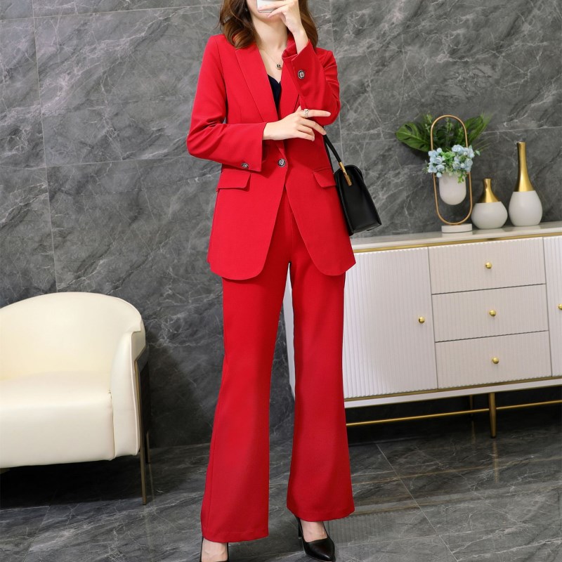 Suit jacket women's large size women's clothing fat mm formal dress red suit high-end professional wear temperament Korean suit suit