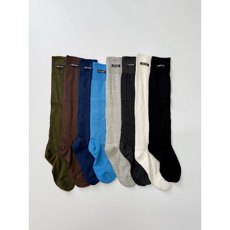 Miu Socks 240 Needle Knee-High Mid-Calf Socks Tencel Widened Ribbed Calf Socks Miu Socks 240 Needle Knee-High Mid-Calf Socks Tencel Widened Ribbed Calf Socks