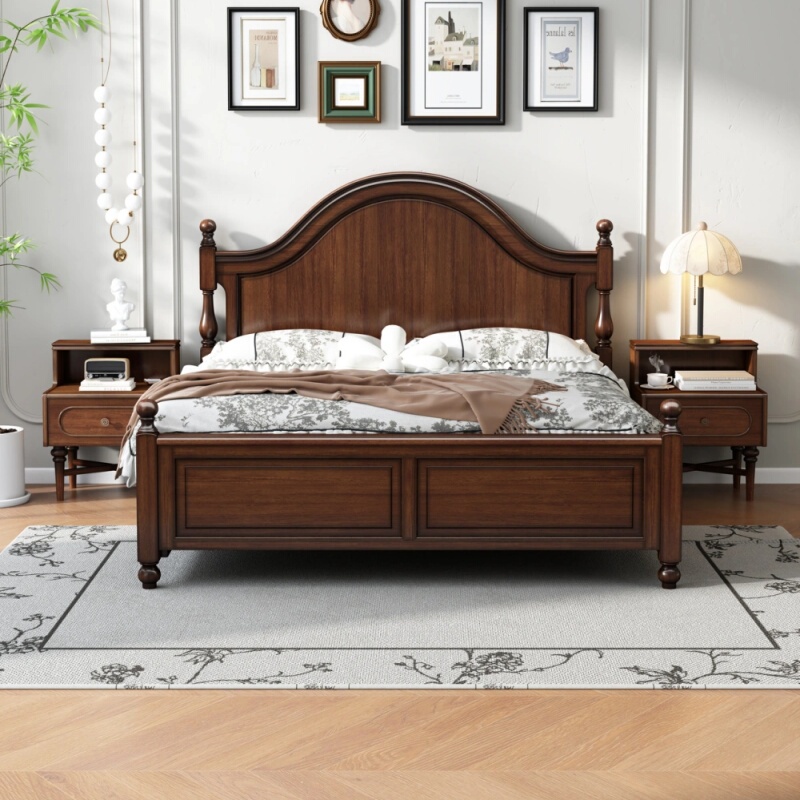 Second-Hand Maillard-Style Solid Wood Bed 1.8m Double Bed Modern Minimalist High-Box Storage Light Luxury Master Bedroom Large Bed Style Second-Hand Maillard-Style Solid Wood Bed 1.8m Double Bed Modern Minimalist High-Box Storage Light Luxury Master Bedroom Large Bed Style