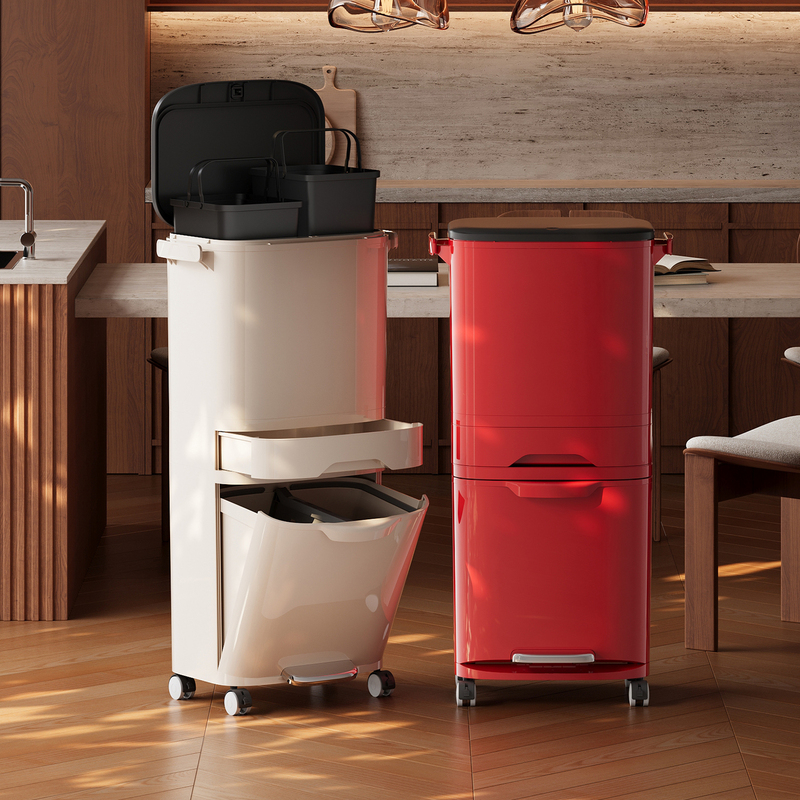 Kitchen Trash Can for Home Use, 2026 New Model, Dry and Wet Separation Classification, Tall Sanitary Bin, No Need to Bend Over, Large Capacity with Wheels Kitchen Trash Can for Home Use, 2026 New Model, Dry and Wet Separation Classification, Tall Sanitary Bin, No Need to Bend Over, Large Capacity with Wheels