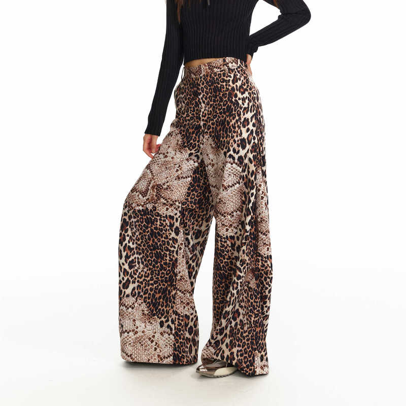 Whynotdance Leopard Print Storm Snake Print Wide-Leg Pants High-Waisted Slimming Drape Parachute Pants