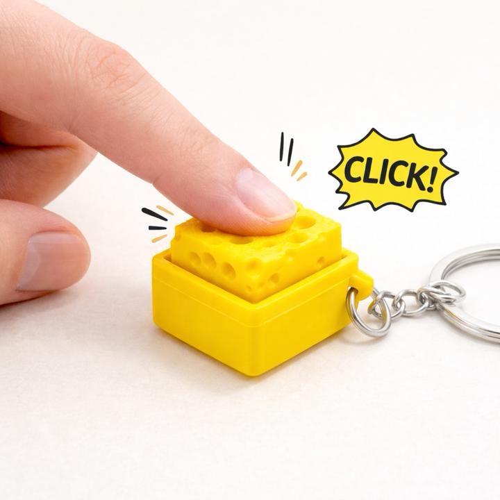 3D Printed Toy Super Cute Mechanical Keyboard Stress Relief 3D Cheese Keycap Keychain Creative High-Value Accessory