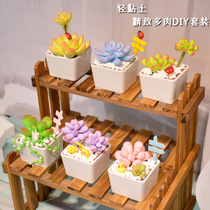 New childrens ultra-light clay simulation fleshy pot porcelain pot plant combination material package diy handmade