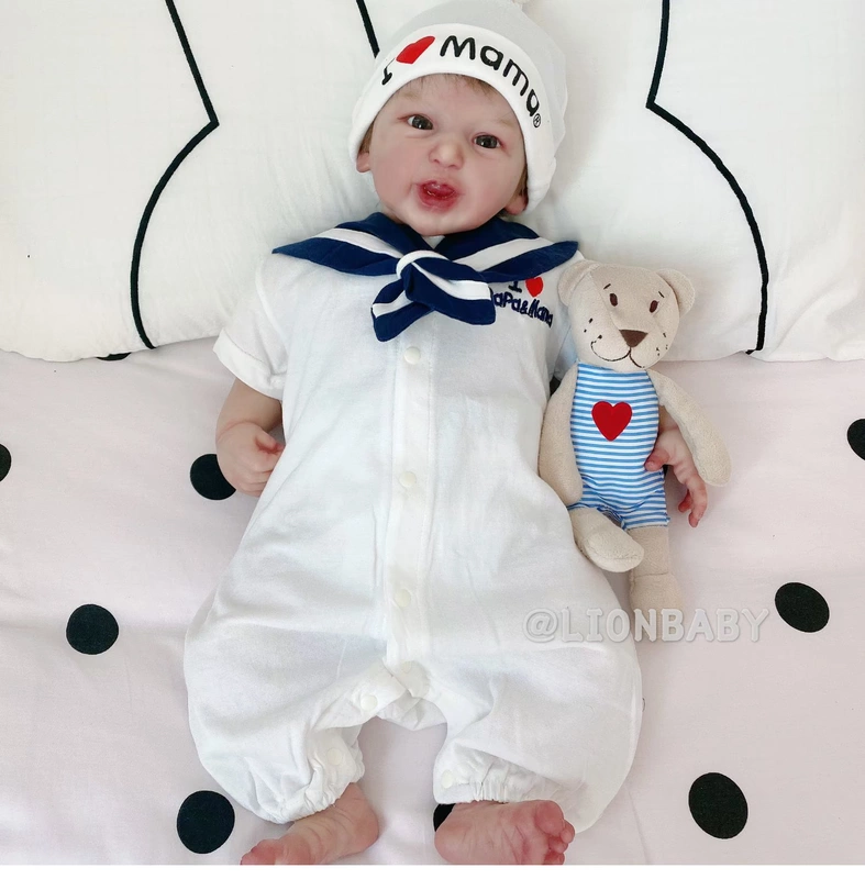 Áo thun trẻ em sơ sinh cotton mùa xuân và mùa thu quần áo dễ thương trong quần áo mỏng cho bé kiểu hải quân - Áo liền quần