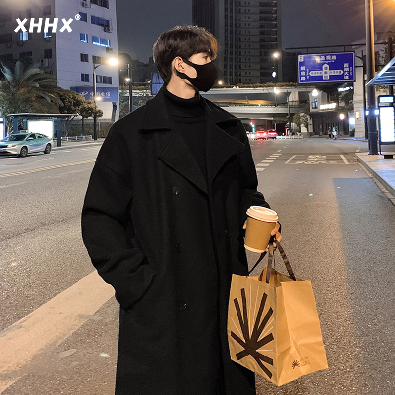 Black fur, great coat men's autumn and winter style Korean version trend with long style of wind clothes senior sensation Chauer Thickened Subcoat-Taobao