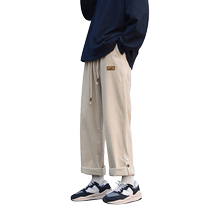 Corduroy pants mens spring and autumn new style Japanese trendy brand loose straight overalls American high street casual pants