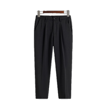 Black cleanfit pants mens spring and summer majestic trousers light mature style mens straight nine-point casual pants