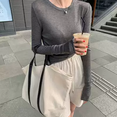 South Korean sun T-shirt women long sleeve 2021 early autumn new Korean loose thin T-shirt base shirt top