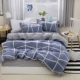 bông giá rẻ denim giường bông vải quilt 1.5m1.8 mét ins mạng đơn giản đỏ giường ba mảnh - Bộ đồ giường bốn mảnh