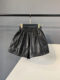 2025 Autumn New Retro Oil Wax Genuine Leather Pants Women's High Waist Slim Sheepskin Straight Boot Pants Wide Leg Shorts