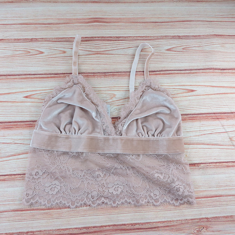 Live sexy lace edge no steel ring camisole style gathered and fixed