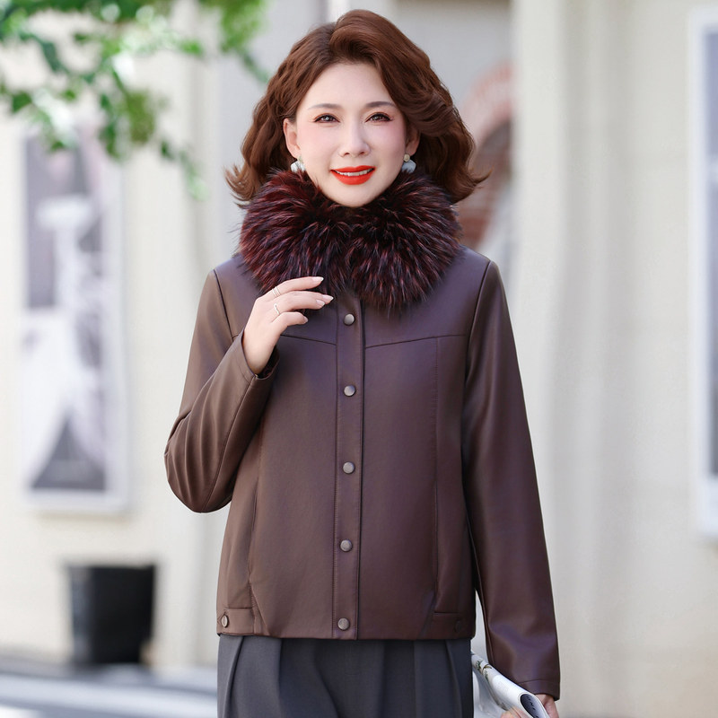 Fleece-Lined Leather Jacket for Women 2026 Winter New Fashion Stylish and Elegant Thickened Leather Jacket Windproof and Warm Top