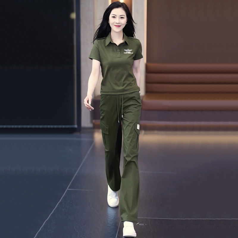 Casual Sports Camouflage Suit for Women 2026 Summer New Slimming Thin Short-Sleeved Workwear Long Pants Two-Piece Set Casual Sports Camouflage Suit for Women 2026 Summer New Slimming Thin Short-Sleeved Workwear Long Pants Two-Piece Set